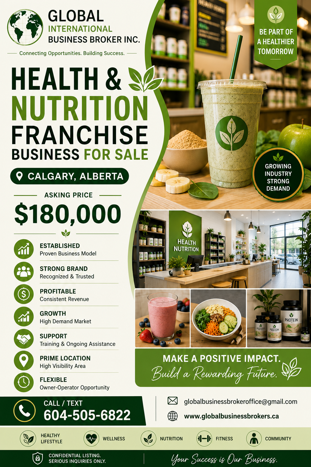 Health and Nutrition Franchise for sale in Calgary